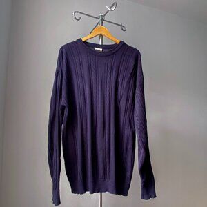 🍂 90s Vintage Navy Blue Cable Knit Minimalist Preppy Oversized Sweater